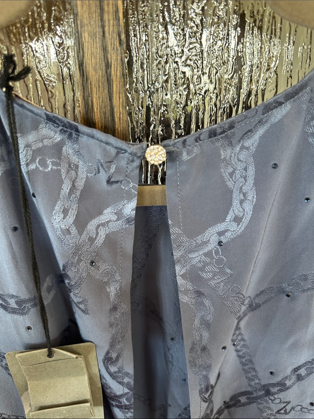 Zadig & Voltaire Rey Silk Mid-Length Dress Slate Blue Printed Sz Medium - Picture 13 of 13